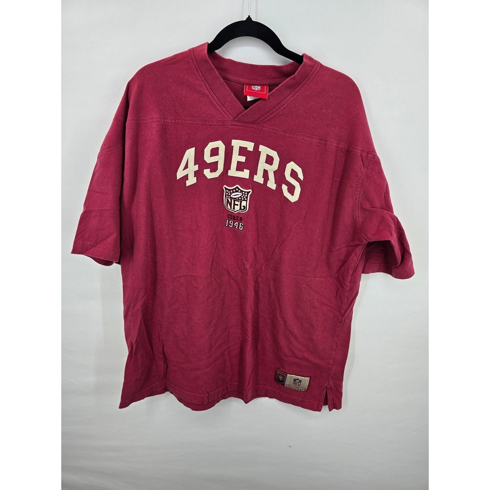 NFL Originals San Francisco 49ers V-Neck Jersey Shirt Red Large Circa 1946 Mens